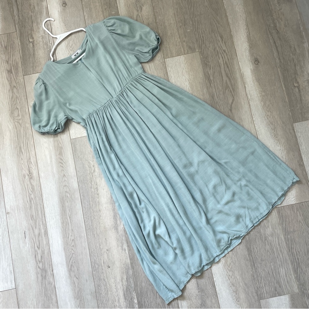 My Mum Made It Dress puff sleeve womens Blue (small) cottage feminine modest